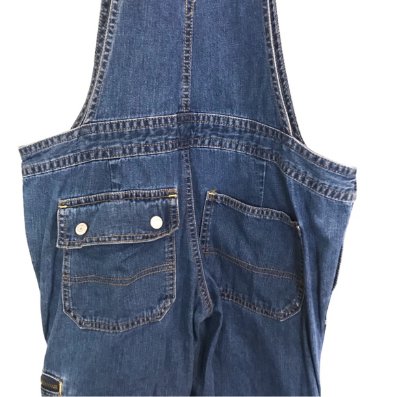 Y2K Old Navy Denim Overalls | 2003 Low Cut Low Rise Cargo Overalls - Picture 9 of 16